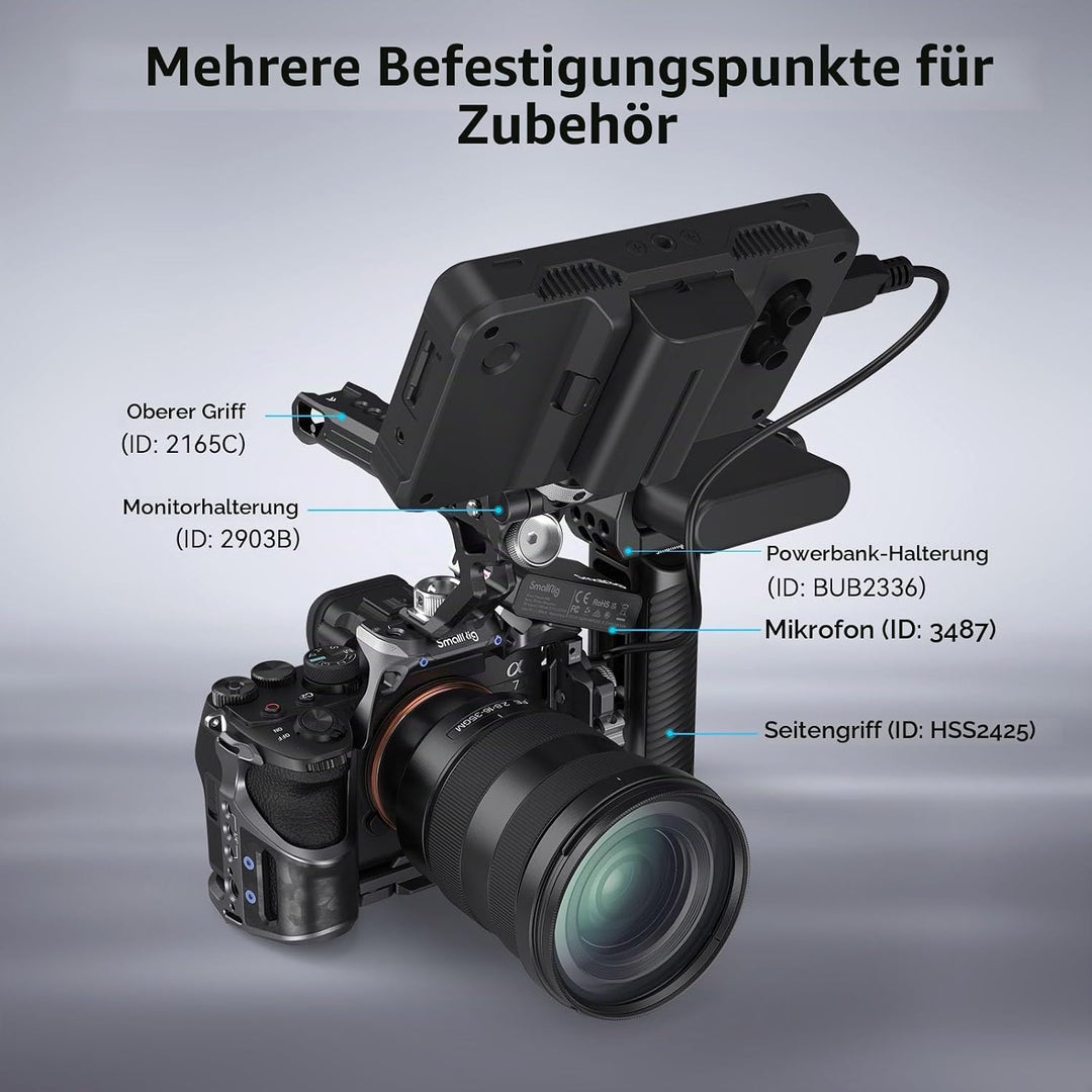 SMALLRIG Cage Kit mit Kabelklemme für Sony Alpha 7R V/Alpha 7 IV/Alpha 7S III, Kamerakäfig mit Mehre