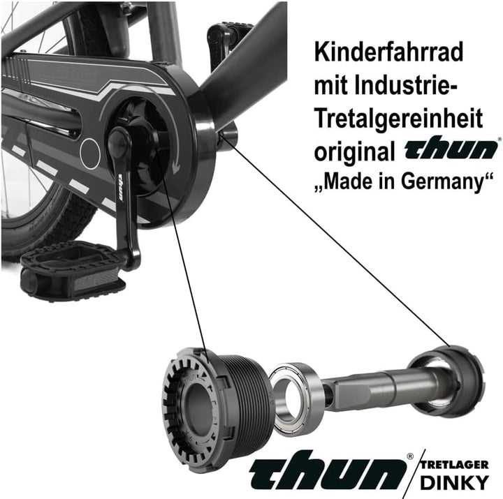 Bachtenkirch Kinderfahrrad 14 Zoll mit Seitenständer und Rücktrittbremse Jungen Mädchen Fahrrad für