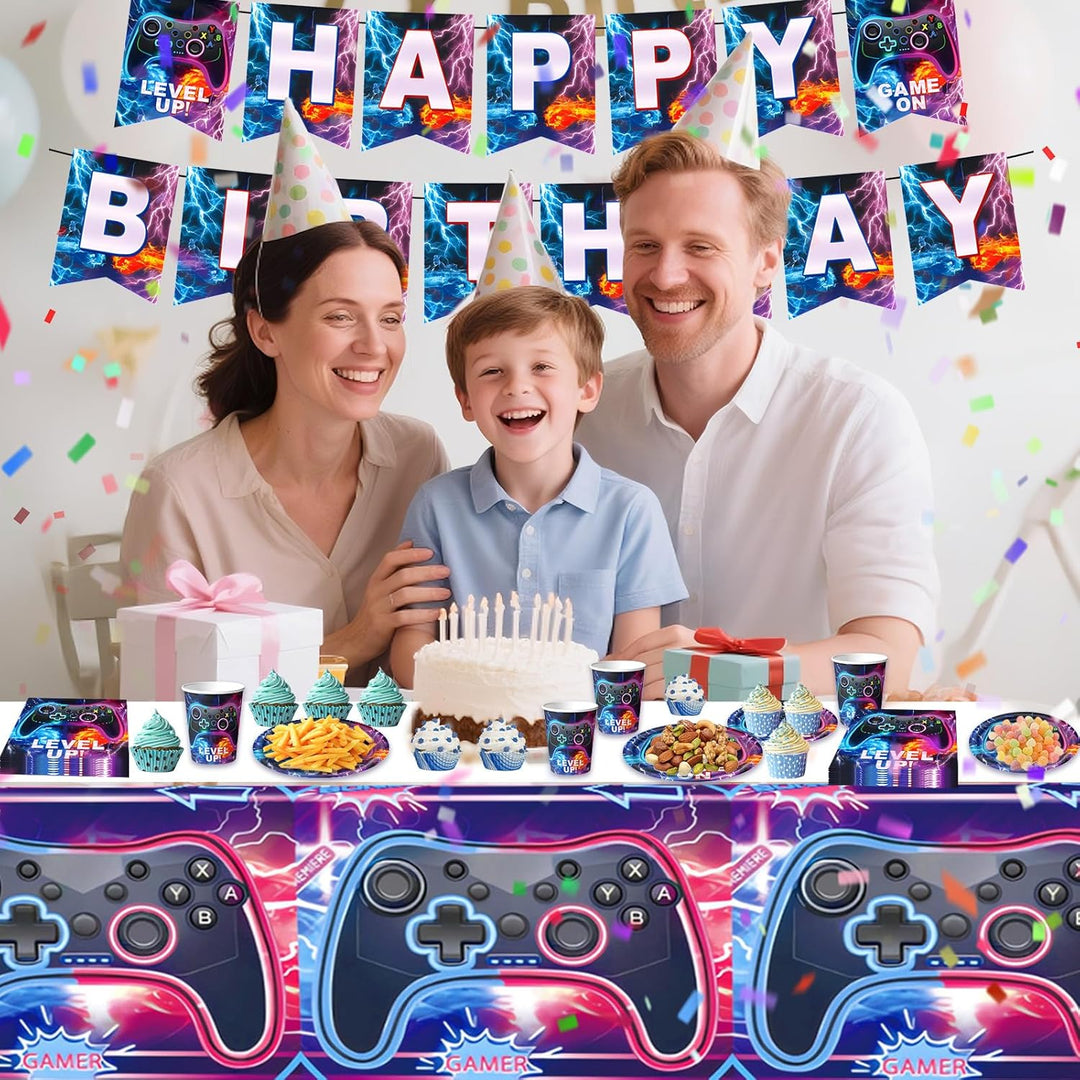 Game Pappteller Kindergeburtstag Deko Junge- Videospiel Geburtstag Geschirr Set Gamer Geburtstagsdek