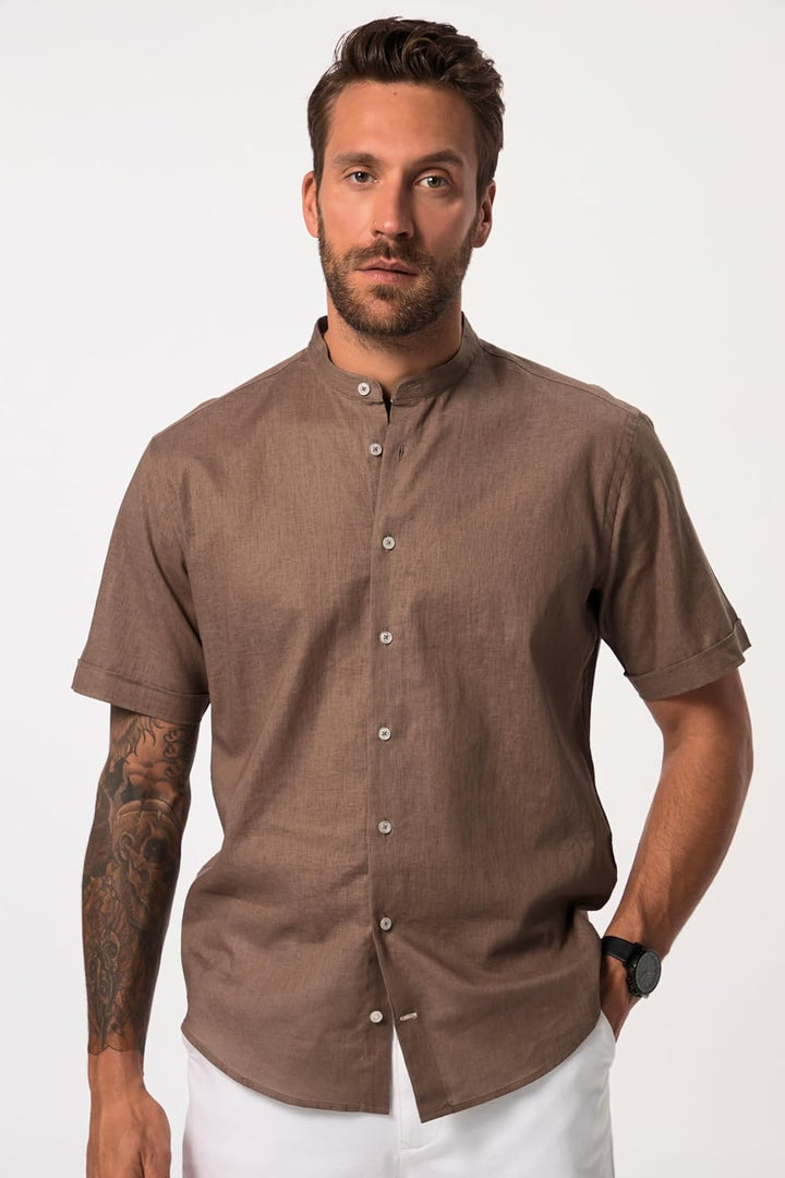 JP 1880 Herren Hemd 7XL Braun Grau, 7XL Braun Grau