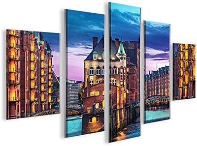 islandburner Bild Bilder auf Leinwand Speicherstadt Hamburg MF XXL Poster Leinwandbild Wandbild Deko