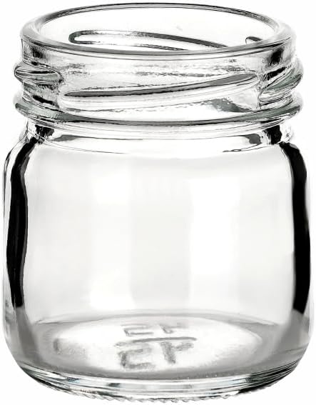 gouveo 48er Set Einmachgläser 40 ml Mini mit Schraub-Deckel schwarz - Mini Vorratsgläser mit Drehver