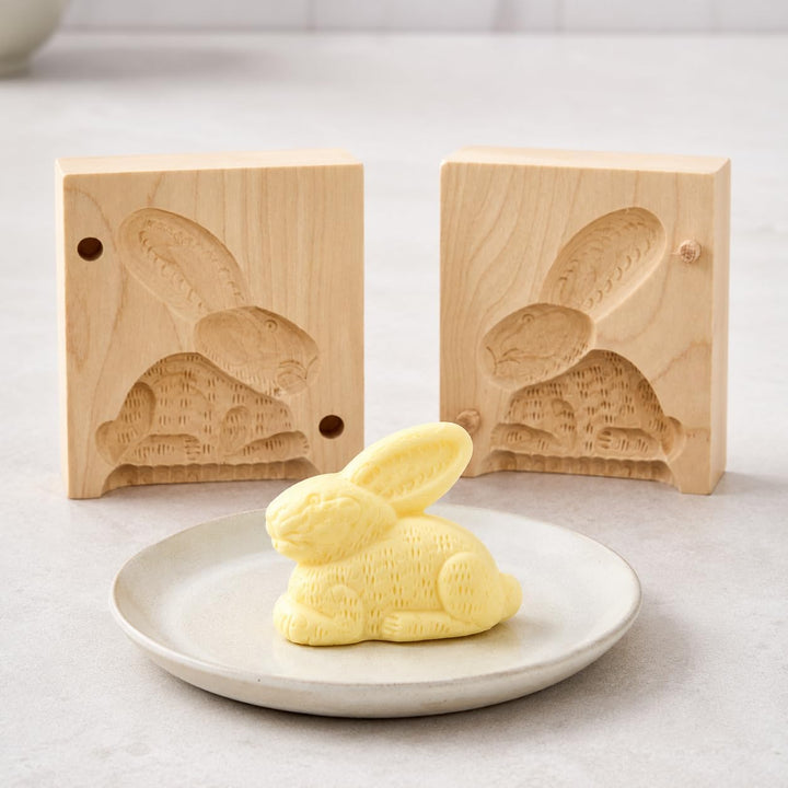 Hofmeister Holzwaren Butter-Klappform, 2-teilig, Hase, 12 cm, handgeschnitzt in Deutschland, Butterf