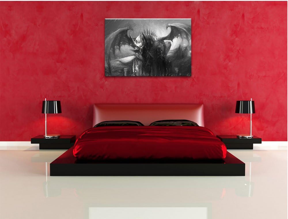 Pixxprint der Drache auf der Festung Kunst als Leinwandbild/Grösse: 100x70 / Wandbild/Kunstdruck/fer