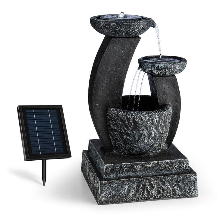 blumfeldt Fantaghiro - Zierbrunnen, Gartenbrunnen, Granitstein-Optik Schwarz-grau