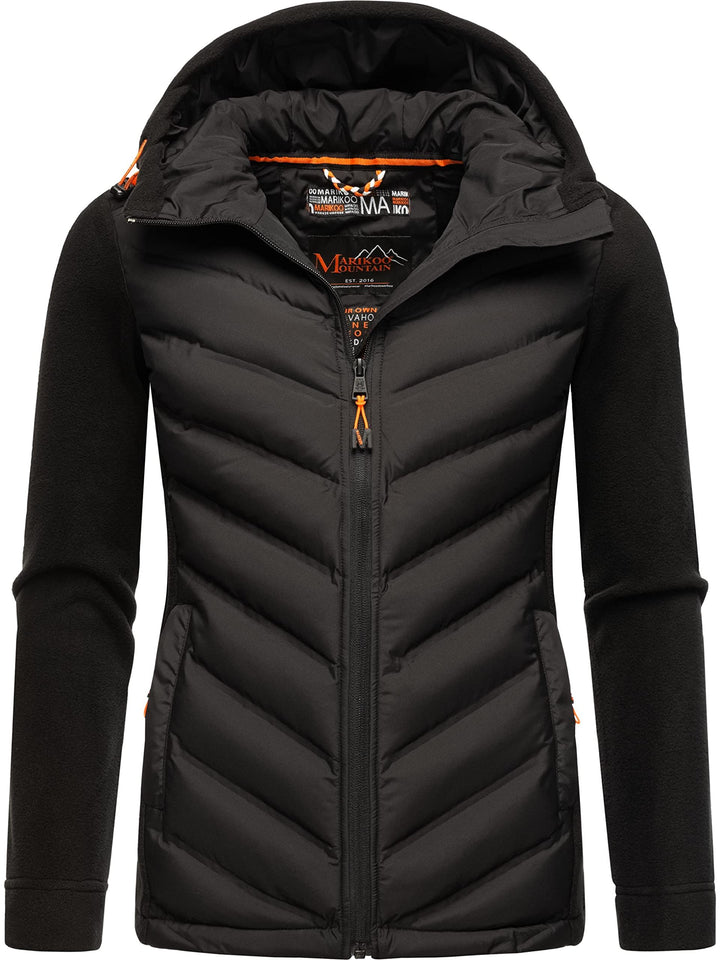 MARIKOO Damen leichte Übergangsjacke Steppjacke Mount Haruna S Schwarz, S Schwarz