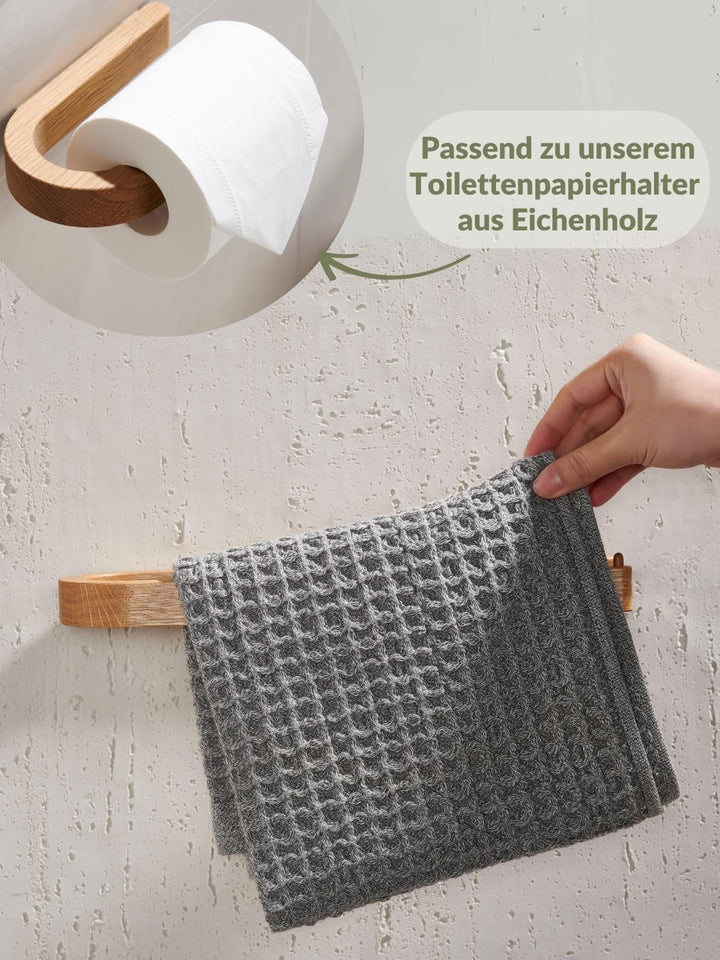 DEKAZIA® Handtuchhalter Holz Wand | Handtuchhalter ohne Bohren Holz | Handtuchstange aus nachhaltige