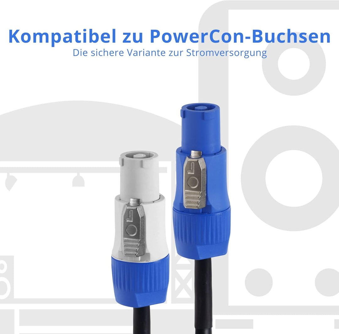 Pronomic Power Twist 1 Stromkabel Set - 2 Kabel zur Stromversorgung von Aktiv-Lautsprechern und Sche
