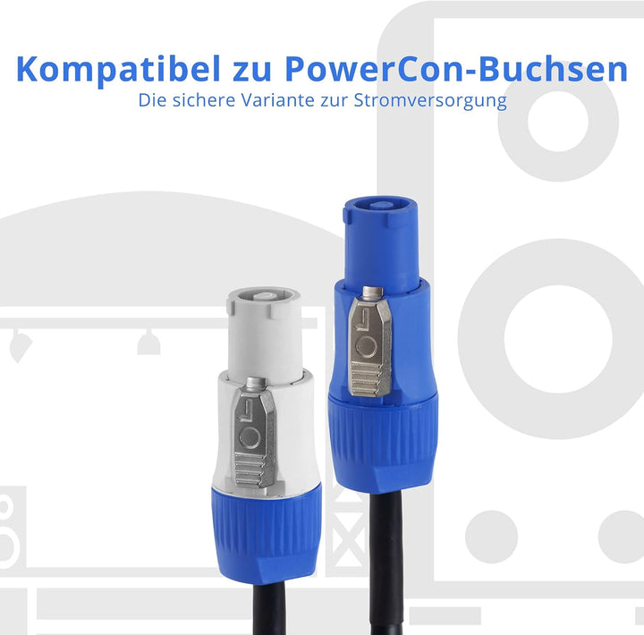 Pronomic Power Twist 5 Stromkabel Set - 2 Kabel zur Stromversorgung von Aktiv-Lautsprechern und Sche