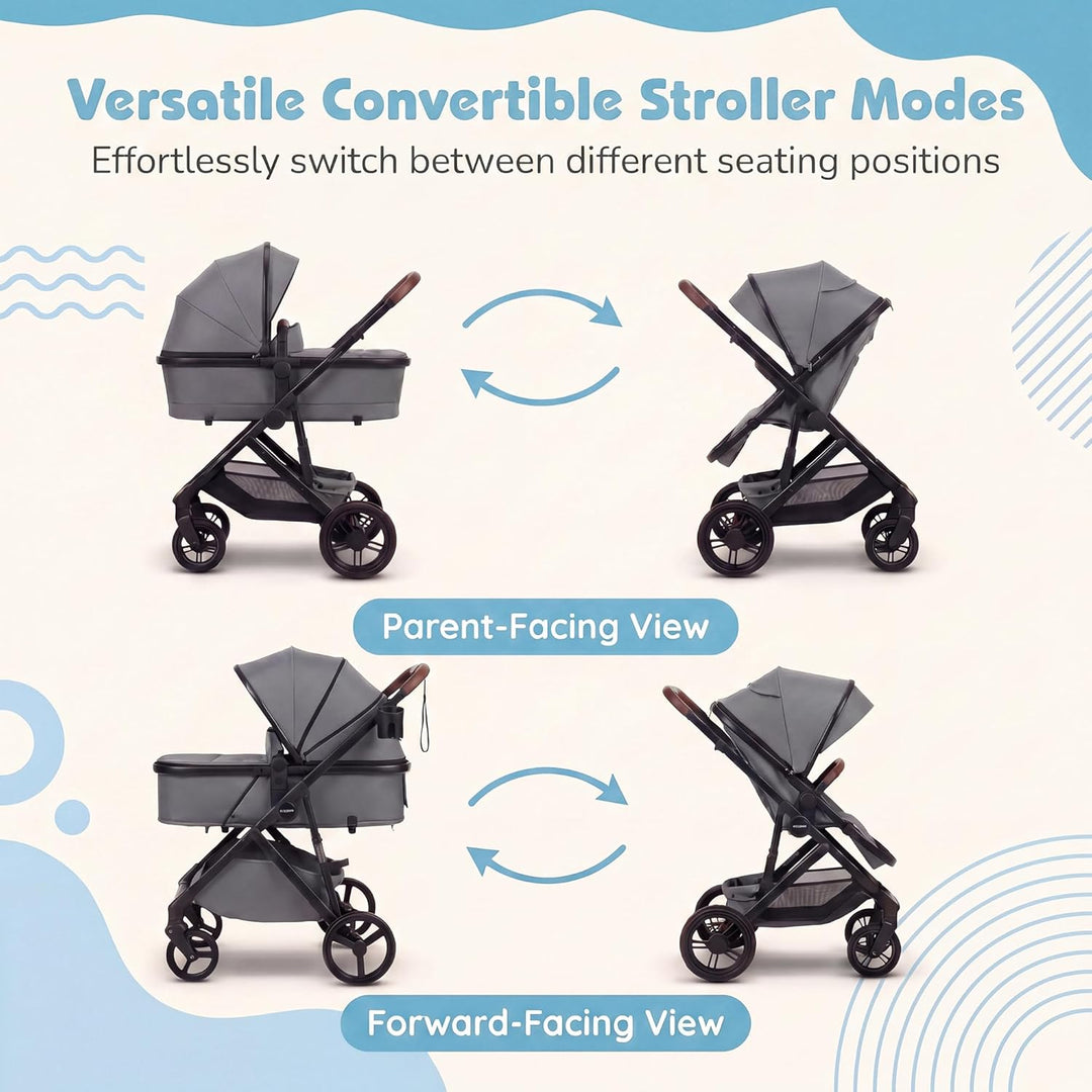 GIANTEX 2-in-1 Kinderwagen bis 22 kg, Faltbarer Buggy mit umkehrbarem Sitz, verstellbare Rückenlehne