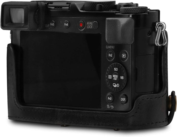MegaGear MG1565 Panasonic Lumix DC-LX100 II Ever Ready Echtleder Kamera-Case mit Trageriemen - Schwa