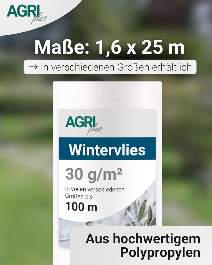 AGRI plus Winterschutzvlies 30 g/m² I 1,6 x 25 m I Verschiedene Masse I Frostschutzvlies, reissfest