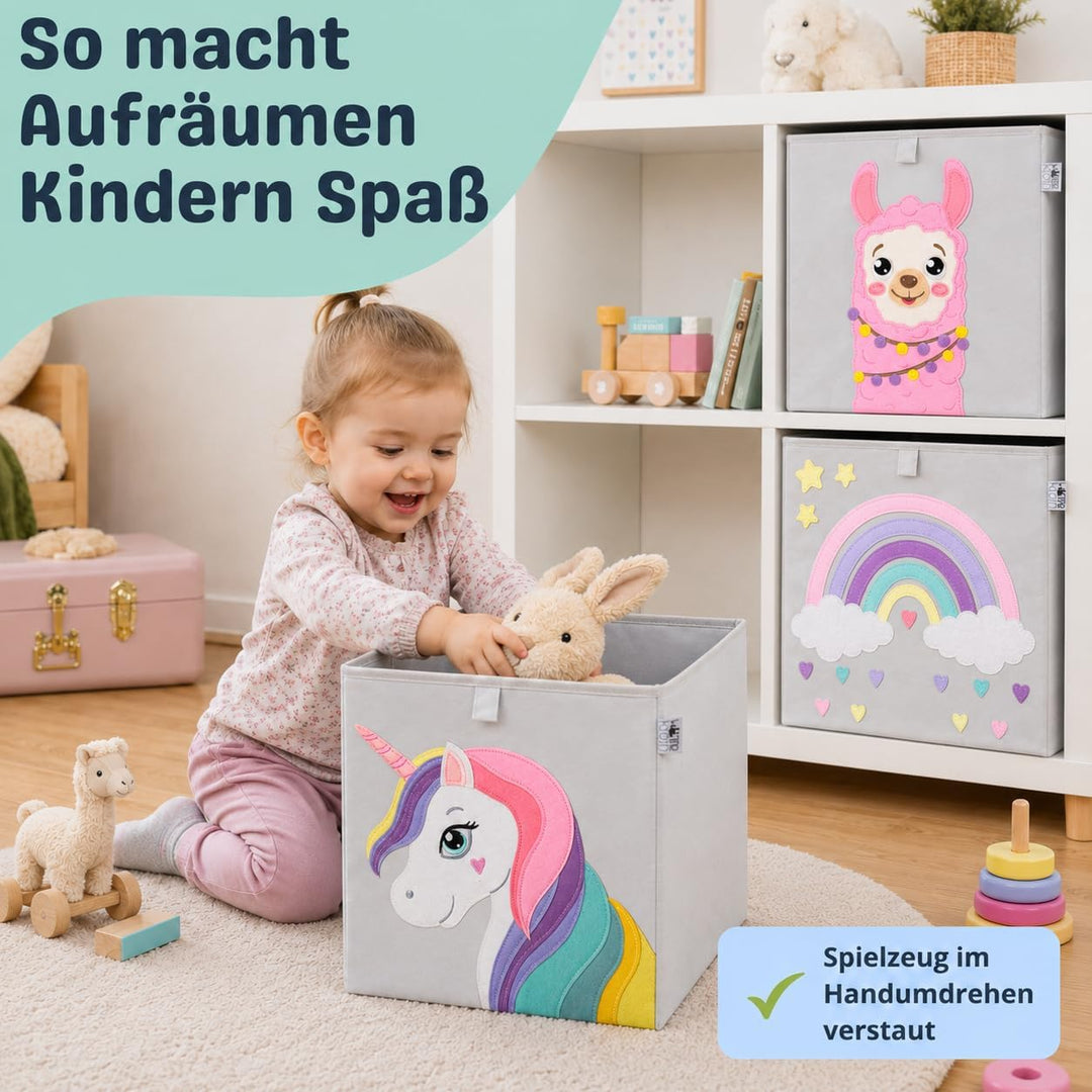 wonneklein Aufbewahrungsboxen für Kinder I Spielzeug Box 33x33x33 cm I Faltboxen Regal Kinderzimmer