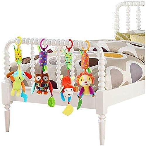 Evance Kinderwagen Spielzeug, 4Pcs Baby Hängespielzeug mit Rassel, Hängendes Rassel Spielzeug, Anhän