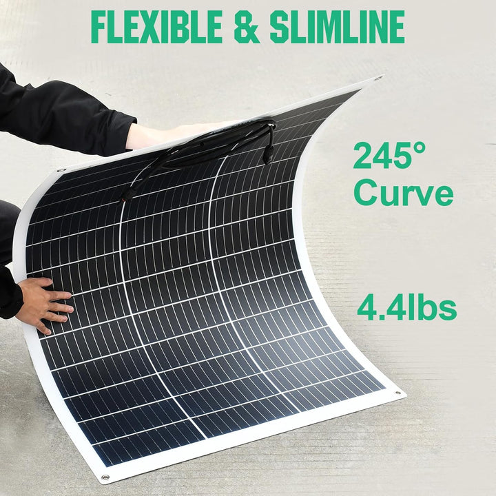ECO-WORTHY 130W 12V Solarpanel Flexibel Monokristallines Solarpanel, Solarmodul mit Ladekabel für Wo