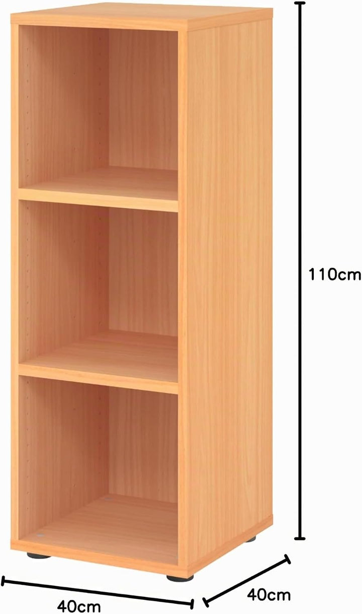 bümö Regal Buche, Standregal aus Holz für 3 Ordnerhöhen - Bücherregal klein 40 cm schmal, Aktenregal