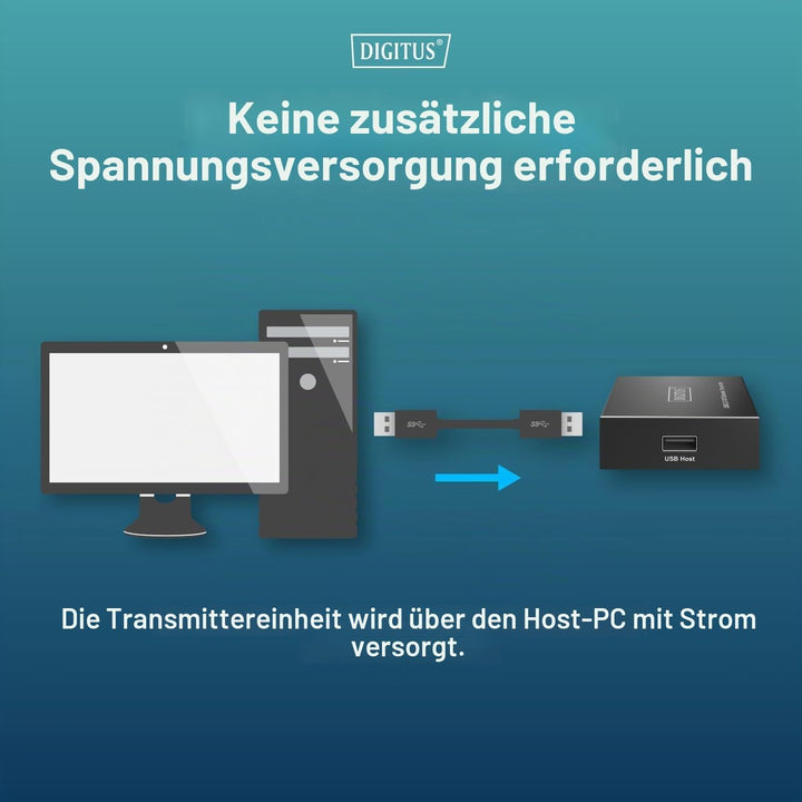 DIGITUS USB 2.0 über Ethernet-Extender – 4-Port USB-A Hub – 150m Reichweite mit Cat 6 Netzwerkkabel