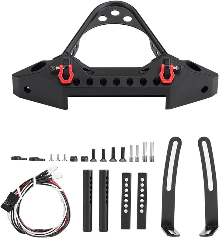 RC Crawler Car Frontstossstange, RC Car Metallstossstange mit 2 LED-Leuchten für TRX-4 Massstab 1:10