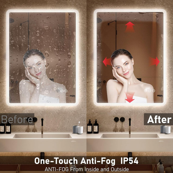 Badezimmerspiegel mit Beleuchtung LED, 60x80cm Spiegel mit Light, Wandspiegel mit Frontbeleuchtung,