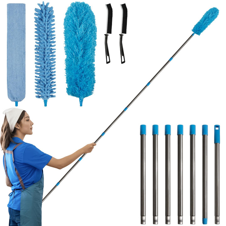 marysgift Staubwedel Teleskop Set, Staubwedel Lang Ausziehbar 310 cm, Staubwedel Waschbar mit 7×43 c
