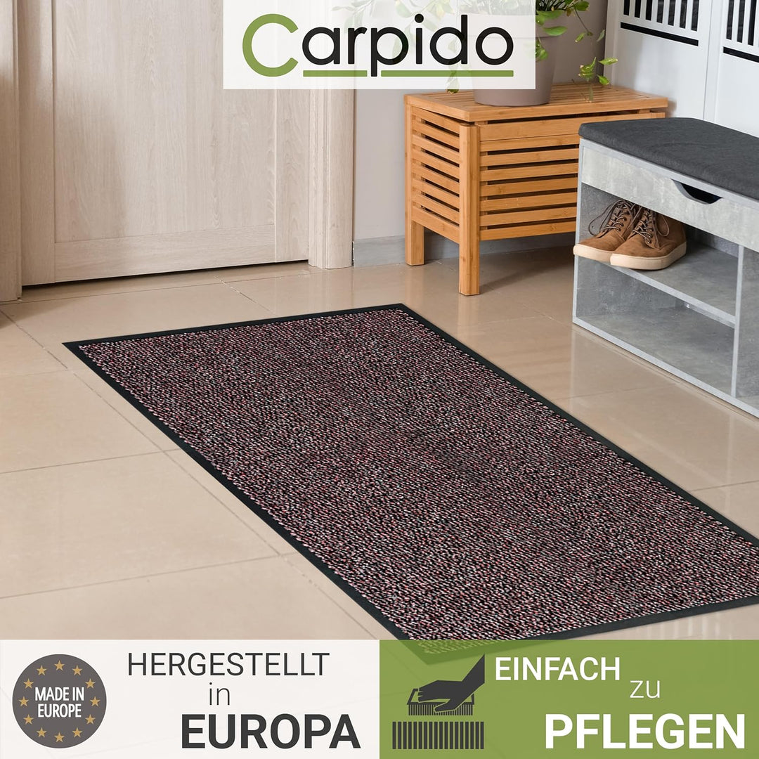 Carpido Fussmatte 60 x 80 cm Rot meliert für den Innenbereich - Klassischer Türvorleger schnelltrock