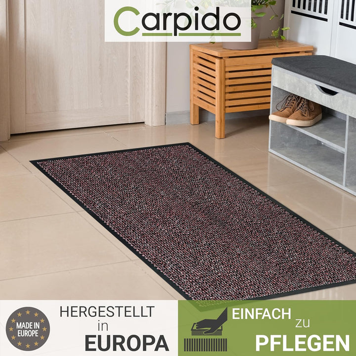 Carpido Fussmatte 60 x 80 cm Rot meliert für den Innenbereich - Klassischer Türvorleger schnelltrock