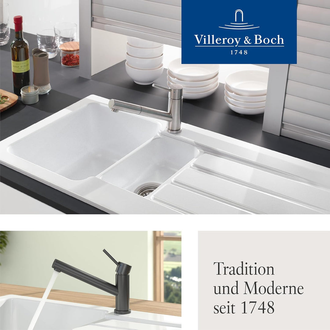 Villeroy &amp; Boch Como Shower Einhand-Spültischbatterie Edelstahl massiv Niederdruck 925211LC Edelstah
