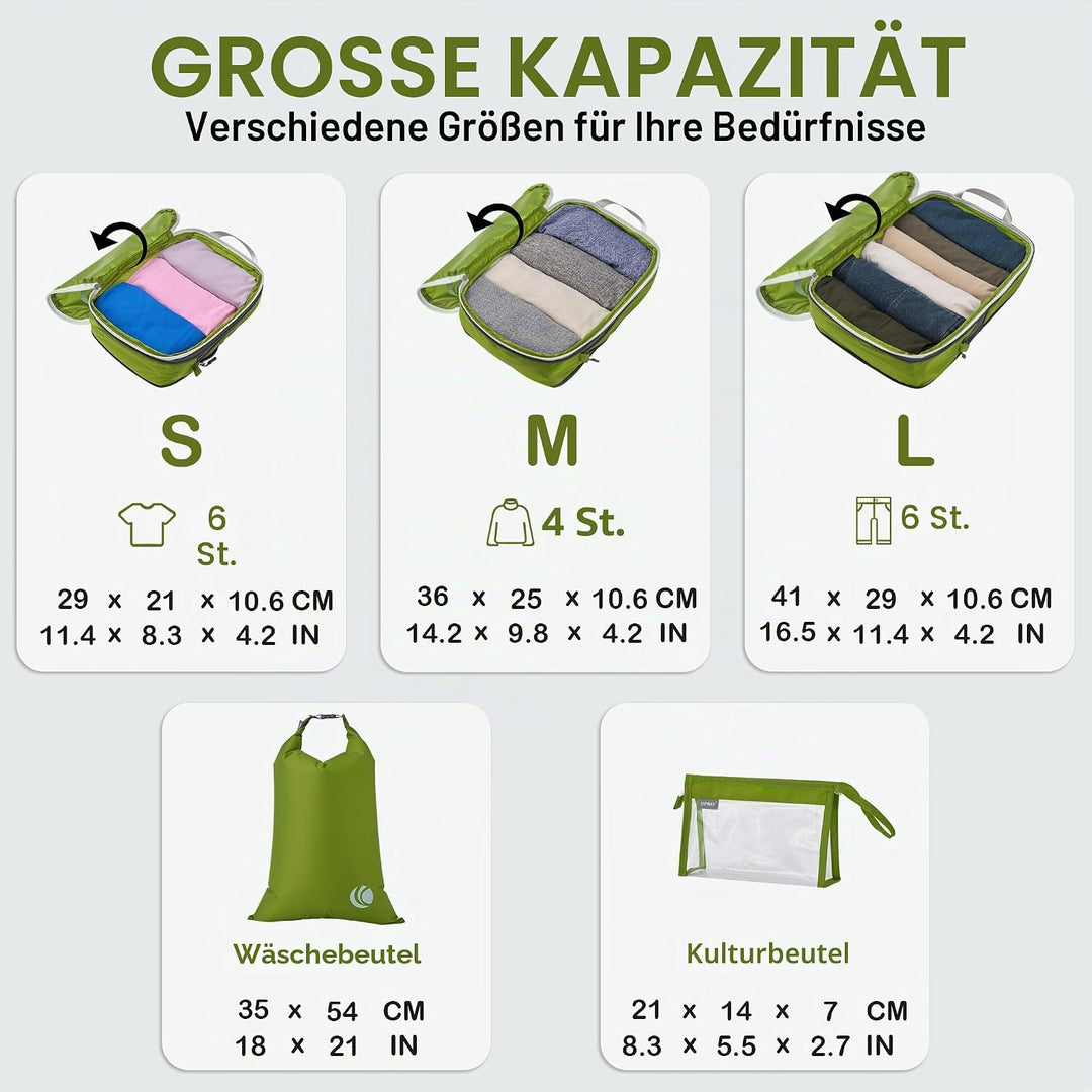 Cipway Kompression Koffer Organizer Set für Rucksack ，Ultraleichte Packtaschen Compression Packing C
