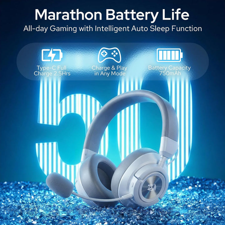 Redragon H889 Kabelloses Gaming-Headset 4-in-1 (2,4 GHz/BT/USB/3,5 mm), 51 h Akkulaufzeit, Laden wäh
