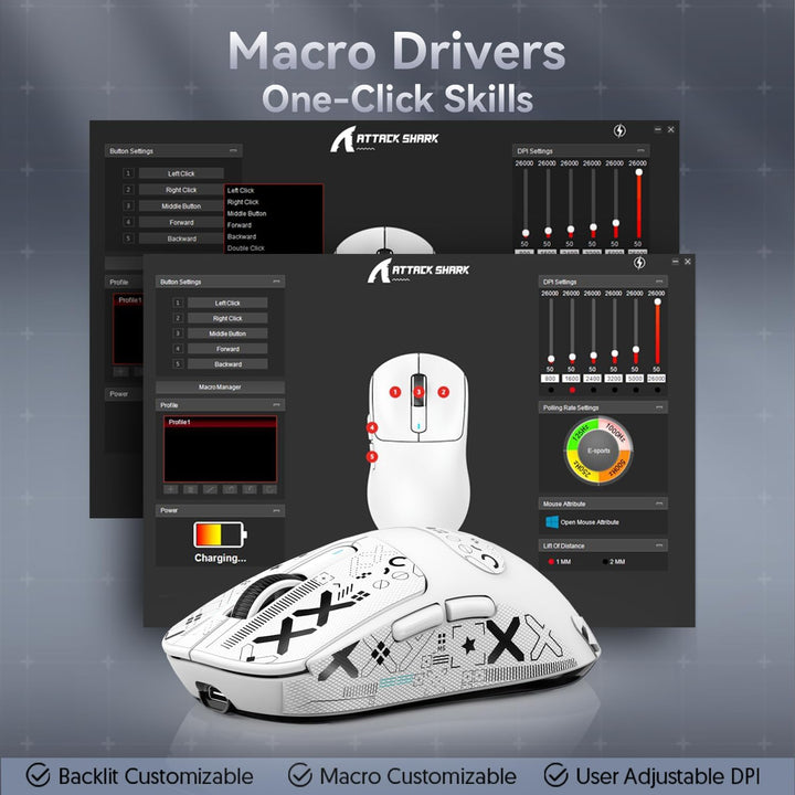 ATTACK SHARK X3 49g Superlight Maus mit Klebeband, PixArt PAW3395 Gaming-Sensor, BT/2,4G Kabellose/K