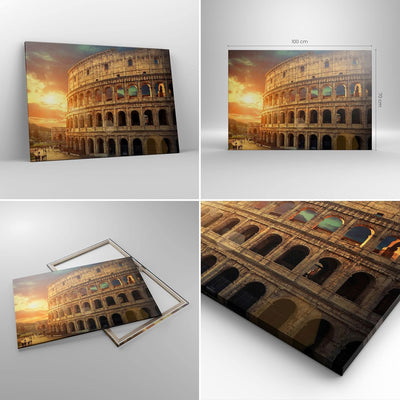 Bilder auf Leinwand 100x70cm Leinwandbild Coloseum Roma Architektur Italien Gross Wanddeko Bild Schl