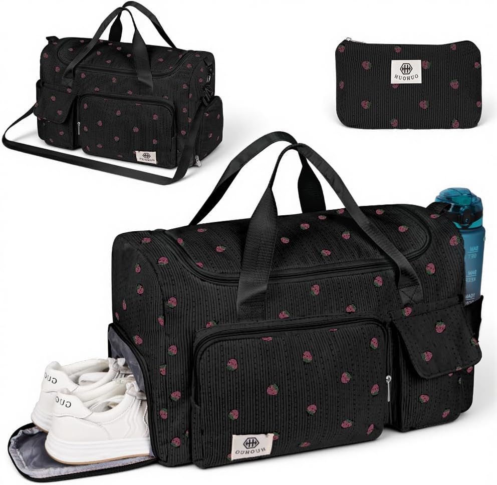 Sporttasche Damen, Sporttasche Kinder, Faltbare Reisetasche Weekender mit Schuhfach Nassfach, Reiset