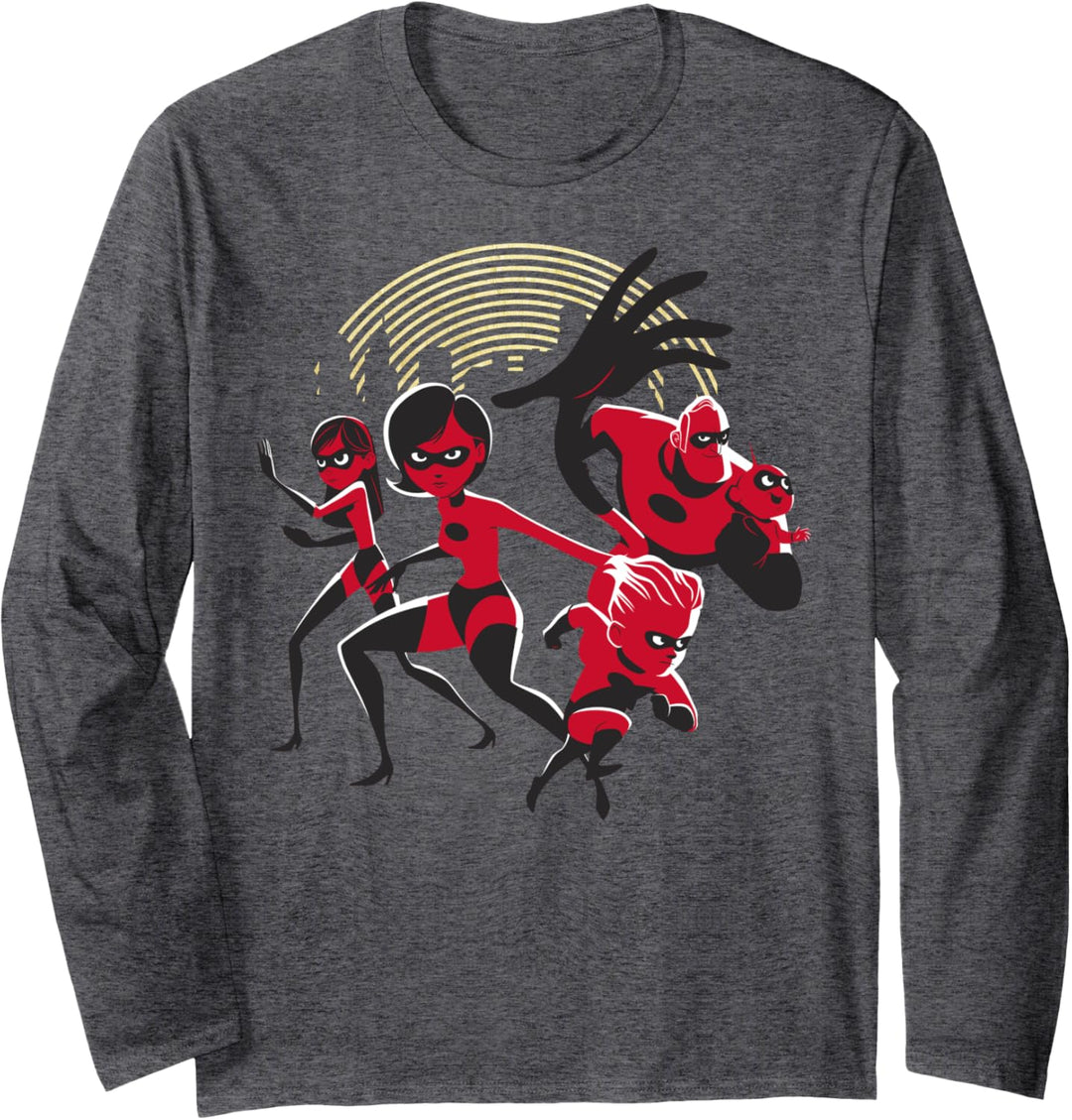 Disney Pixar Incredibles City Skyline Family Poster Langarmshirt