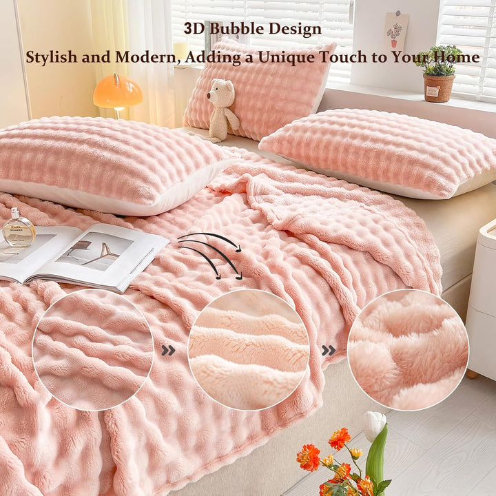 Kuscheldecke Milchsamt Blasen Decke Super Soft Wohndecke Dick 450 G/M² Flanell Decke Couchdecke Warm