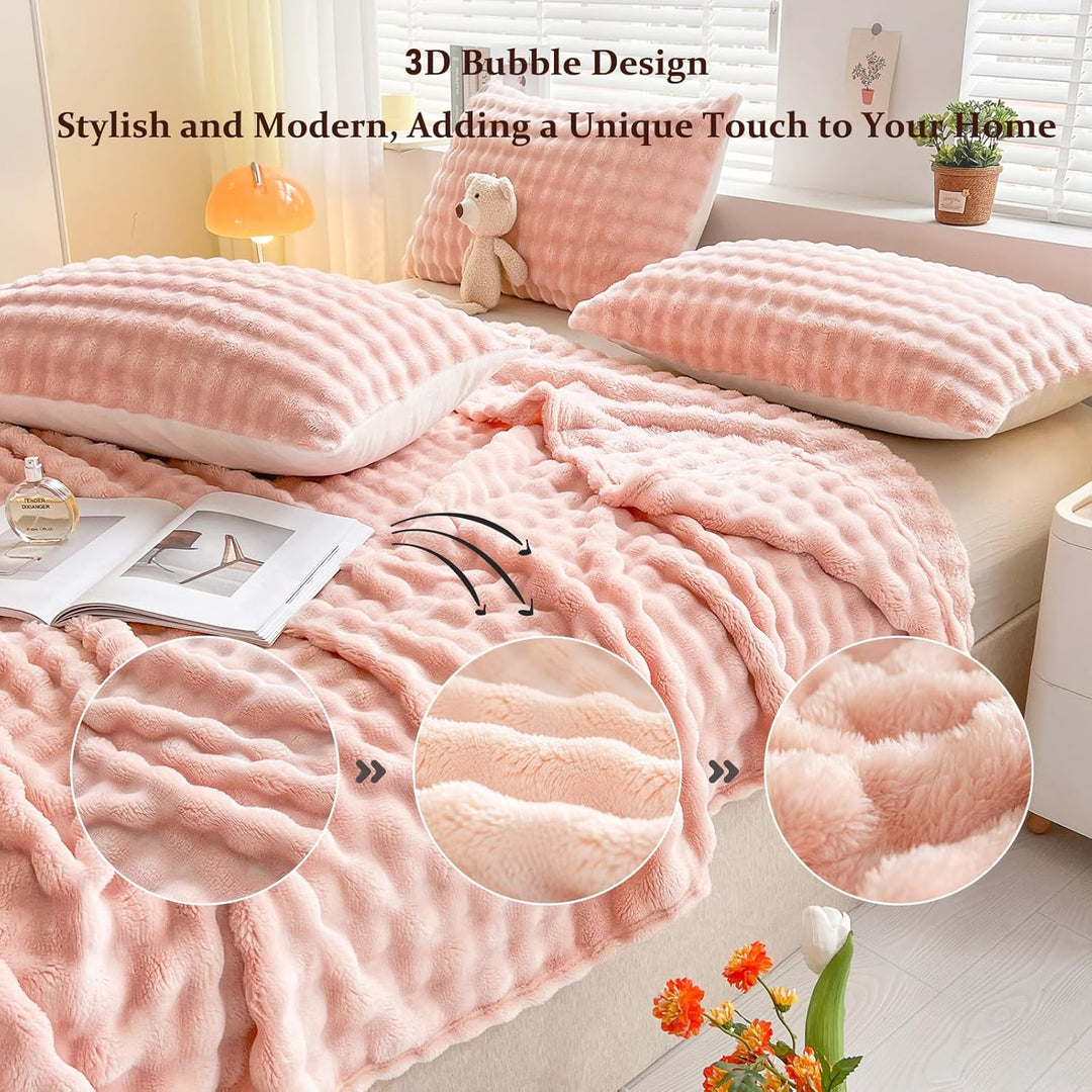 Kuscheldecke Milchsamt Blasen Decke Super Soft Wohndecke Dick 450 G/M² Flanell Decke Couchdecke Warm