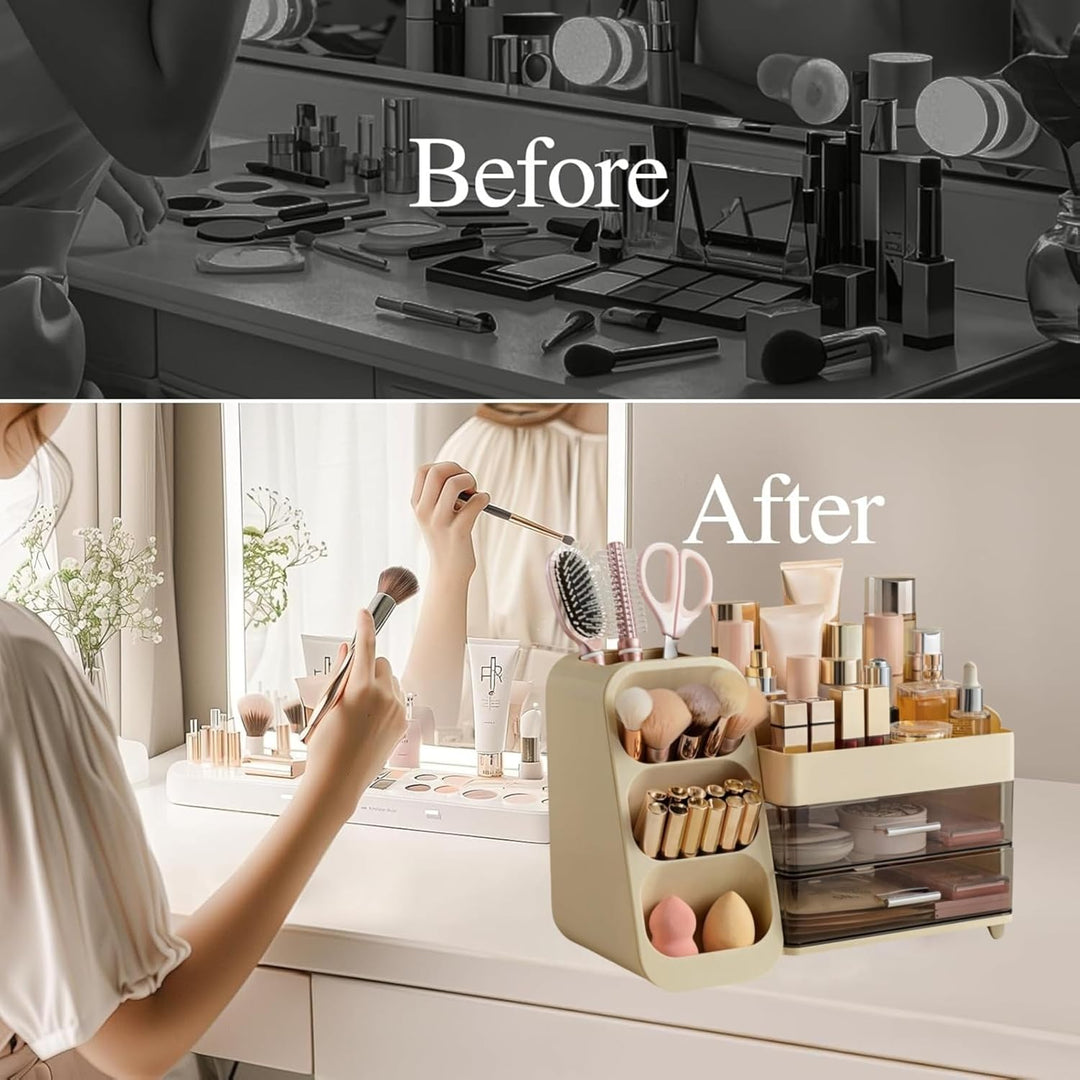 Kosmetik Organizer mit Schubladen,Schminktisch Organizer Grosse für Makeup,Schminke und Skincare Auf