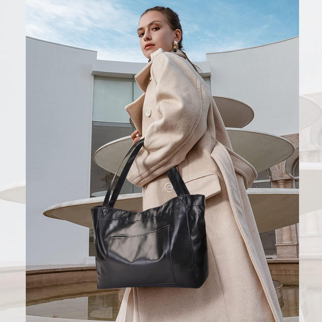 NICOLE &amp; DORIS Handtasche Damen Gross Shopper Tasche Casual Schultertasche Weiche Leder Tragetasche