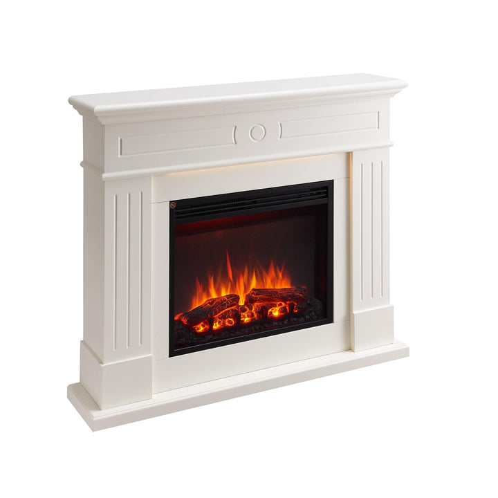 CrownFlame Leandros Elektrokamin - Elektrischer Standkamin mit Heizung 1000/2000 W, realistischer 3D
