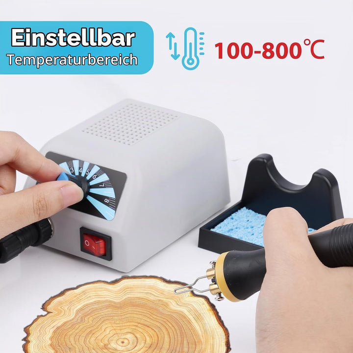 Holzverbrennungsset mit 30 Brennspitzen, 60W Brandmalerei-Maschine,einstellbare Temperatur 100–800 ℃