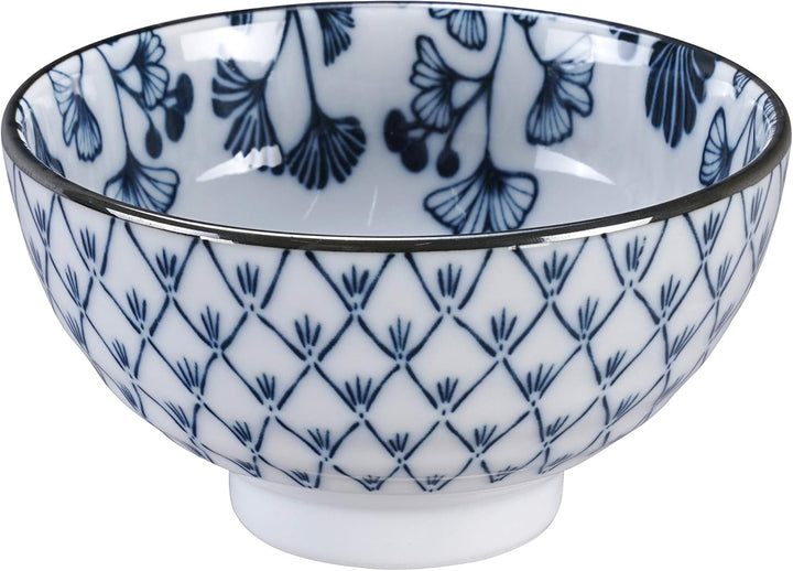 TOKYO design studio Flora Japonica 4-er Schalen-Set blau-weiss, Ø 12 cm, 6,3 cm hoch, ca. 300 ml, as