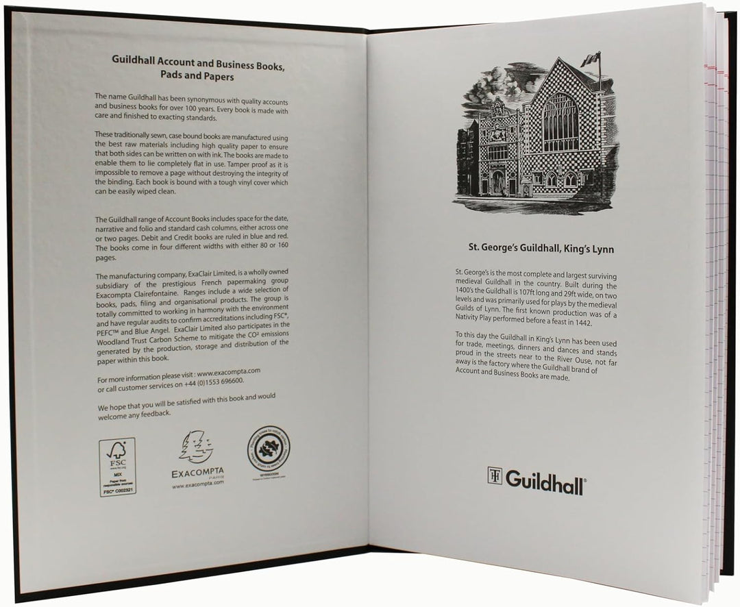 Guildhall Anwesenheitsbuch 24 Doppelseiten 298 x 203 mm schwarz