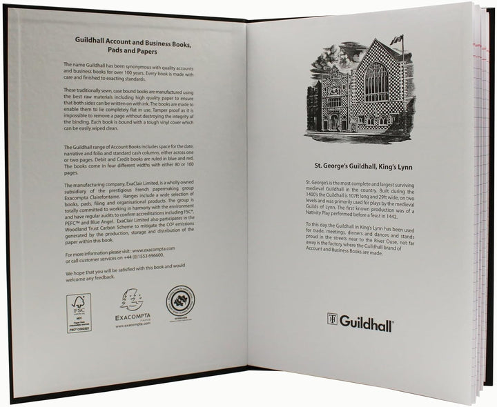 Guildhall Anwesenheitsbuch 24 Doppelseiten 298 x 203 mm schwarz