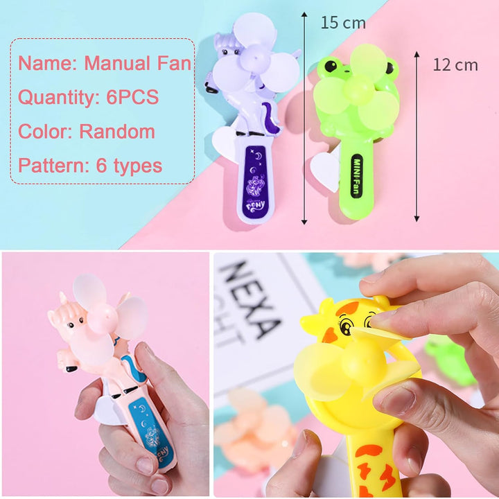 Mini-Handventilator, tragbar, Cartoon, für Büro, Tisch, Kinderzimmer und Freiheit, 6 Stück