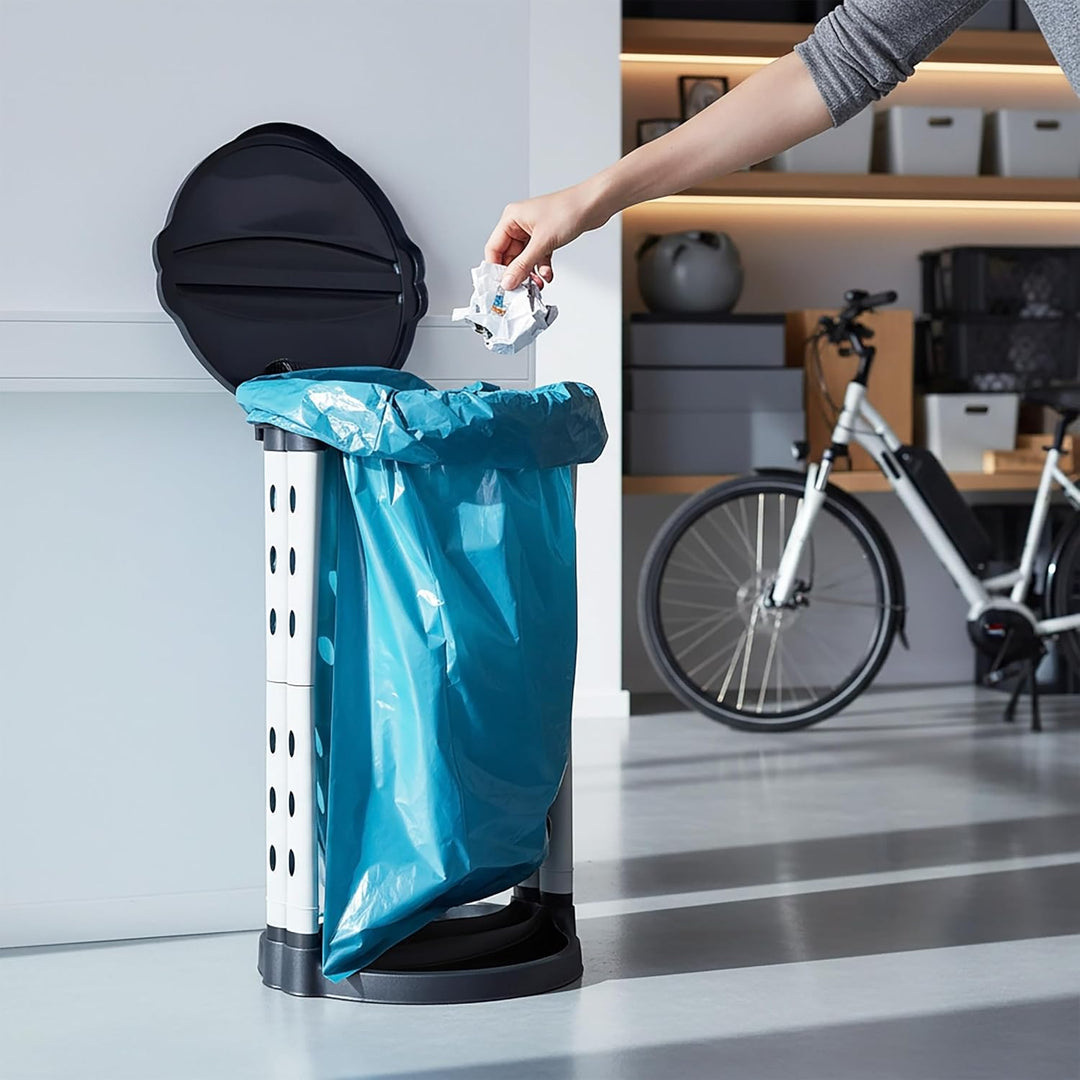 Spetebo Müllsackständer mit Deckel und Klemmring - 120 L - Ständer für gross Müllsäcke - Müllbeutel