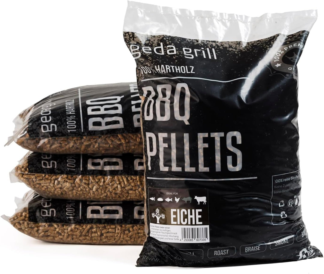GEDA Grill 100% Hartholz Pellets, Grillpellets BBQ Pellets für Pelletsmoker, Pizzaofen, Räucherofen