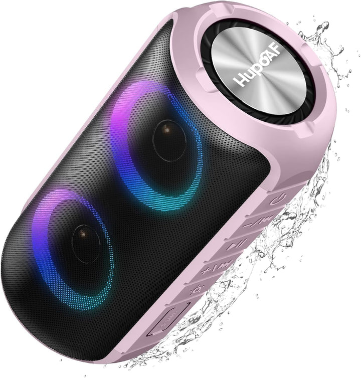 Hupoaf Bluetooth Lautsprecher mit Licht, Neues Musikbox Tragbarer Bluetooth Box mit 52mm Durchmesser