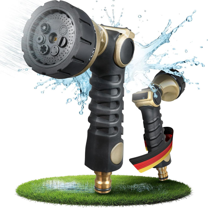 rainfactory Düse für Gartenschlauch [Sprühkopf mit 7 Modi] Gartenbrause mit kühlender Funktion | Bra