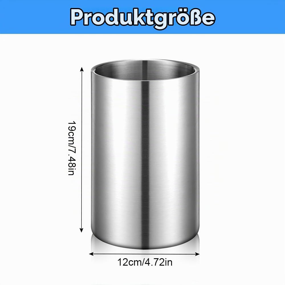 Flaschenkühler für Wein, Champagner und Sekt Flaschen, Doppelwandiger Edelstahl Sektkühler Weinkühle