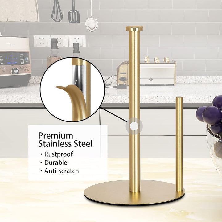 Gold Küchenrollenhalter Stehend, OBODING, Edelstahl Küchenpapierhalter für Standard und grosse Rolle