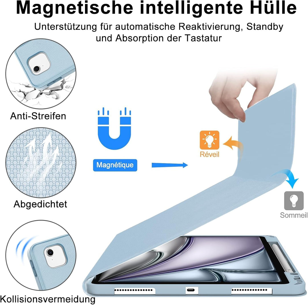 SENGBIRCH Tastaturhülle für iPad Air 13'' (M2) 2024 - QWERTZ Deutsche Touchpad Tastatur Abnehmbare B